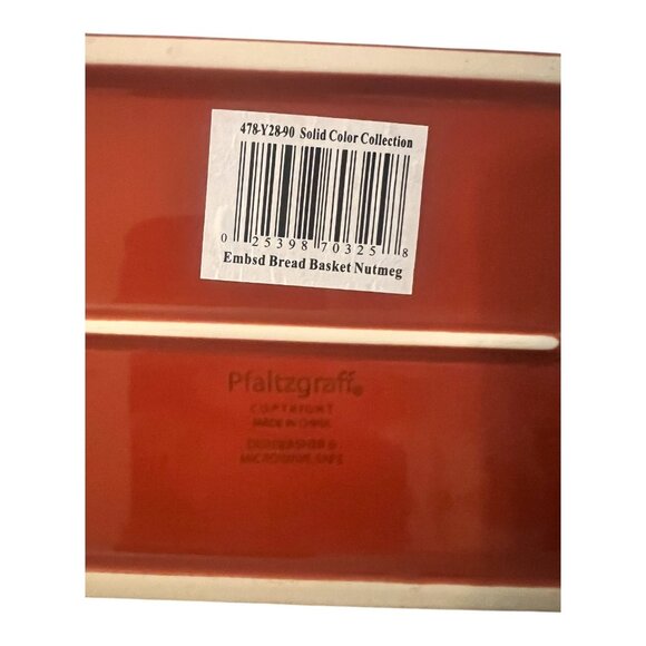 Pfaltzgraff Embossed Bread Basket Nutmeg 17.5" X 6.5" X 2.5" Durable Stoneware - Picture 3 of 9